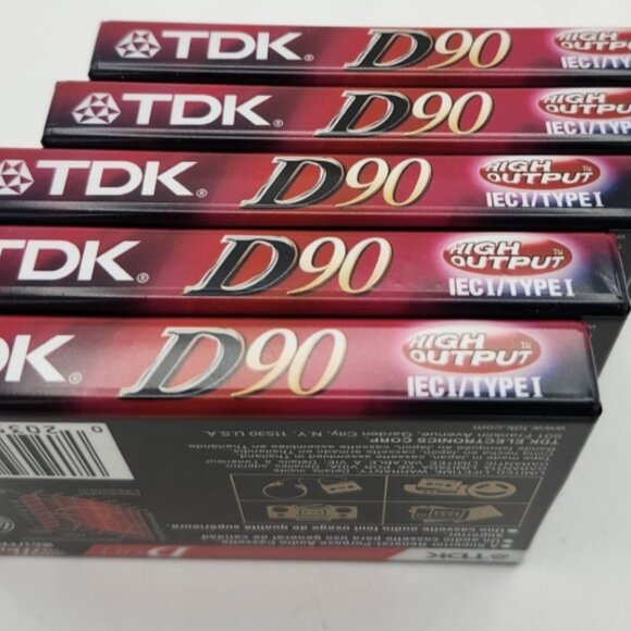 5 pk TDK D90 Blank Audio Cassette Tapes High Output ICEI/Type I BRAND NEW SEALED - Picture 6 of 7